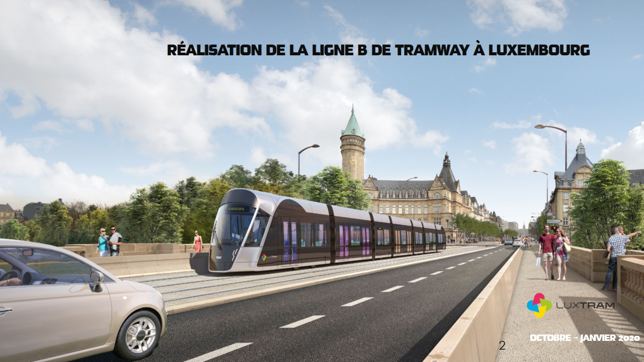Visualisation de la réalisation de la ligne B de tramway à Luxembourg