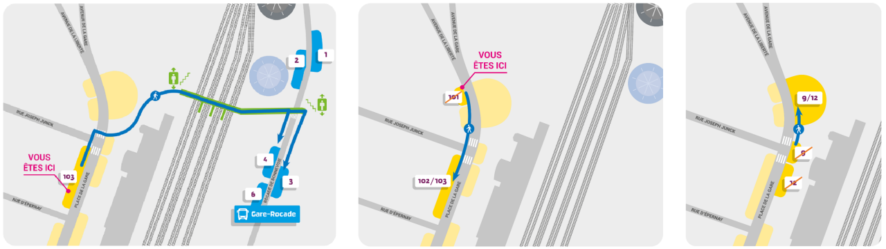 Plan illustrant la relocalisation des différents quais bus RGTR autour de la Gare centrale de Luxembourg à partir du 03 novembre 2019