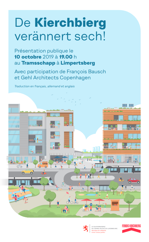 Visualisation de la nouvelle image qu'aura le Kirchberg - Présentation publique le 10 octobre 2019 à 19.00 h au Tramsschapp à Limpertsberg