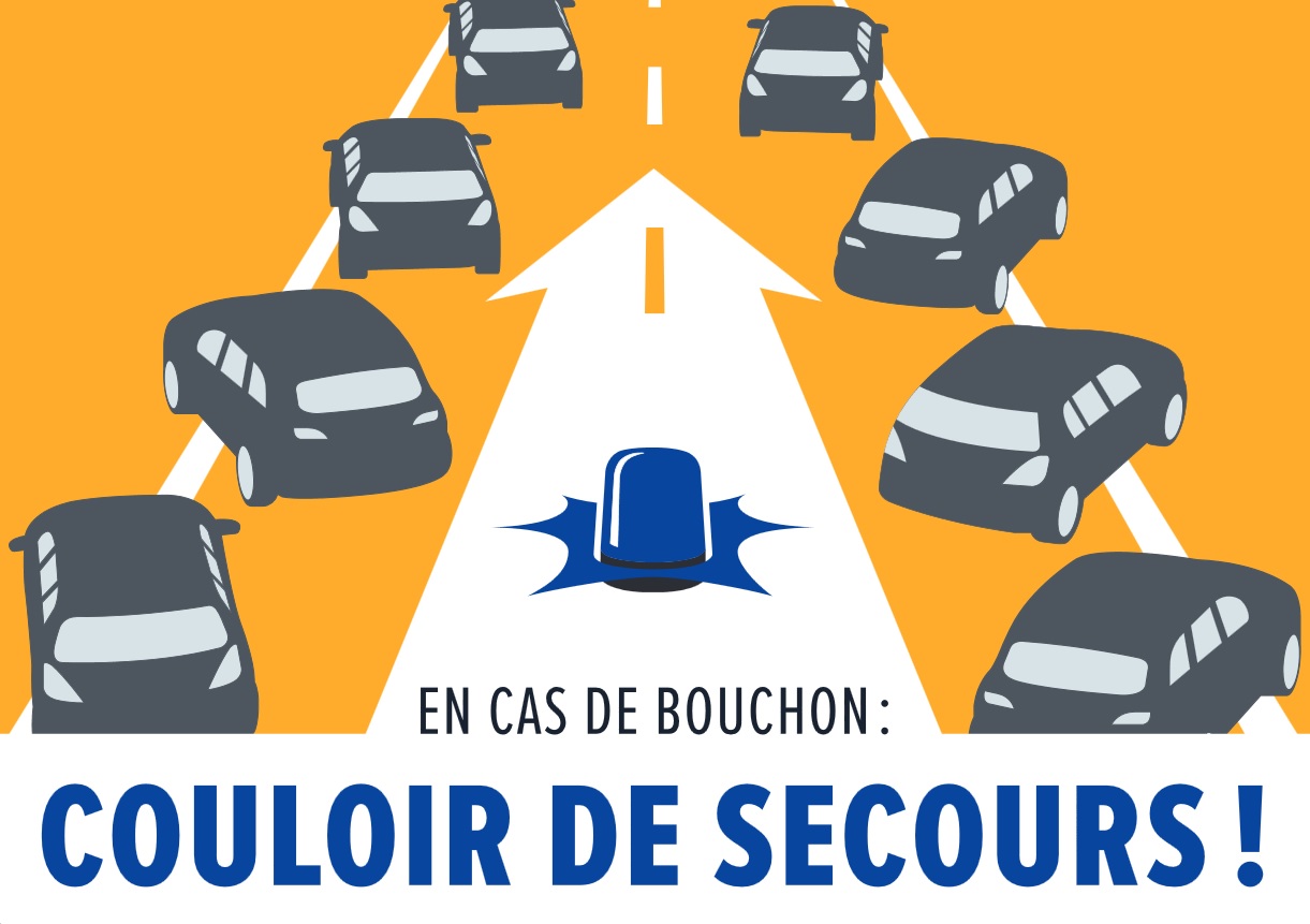 Couloir de secours - Panneau 2 voies "En cas de bouchon"  (Jpeg, 152 Kb)
